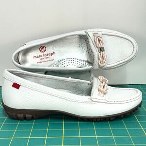 Marc Joseph Orchard St Womens 7 Original Golf Mocassin White Pink Leather Brazil